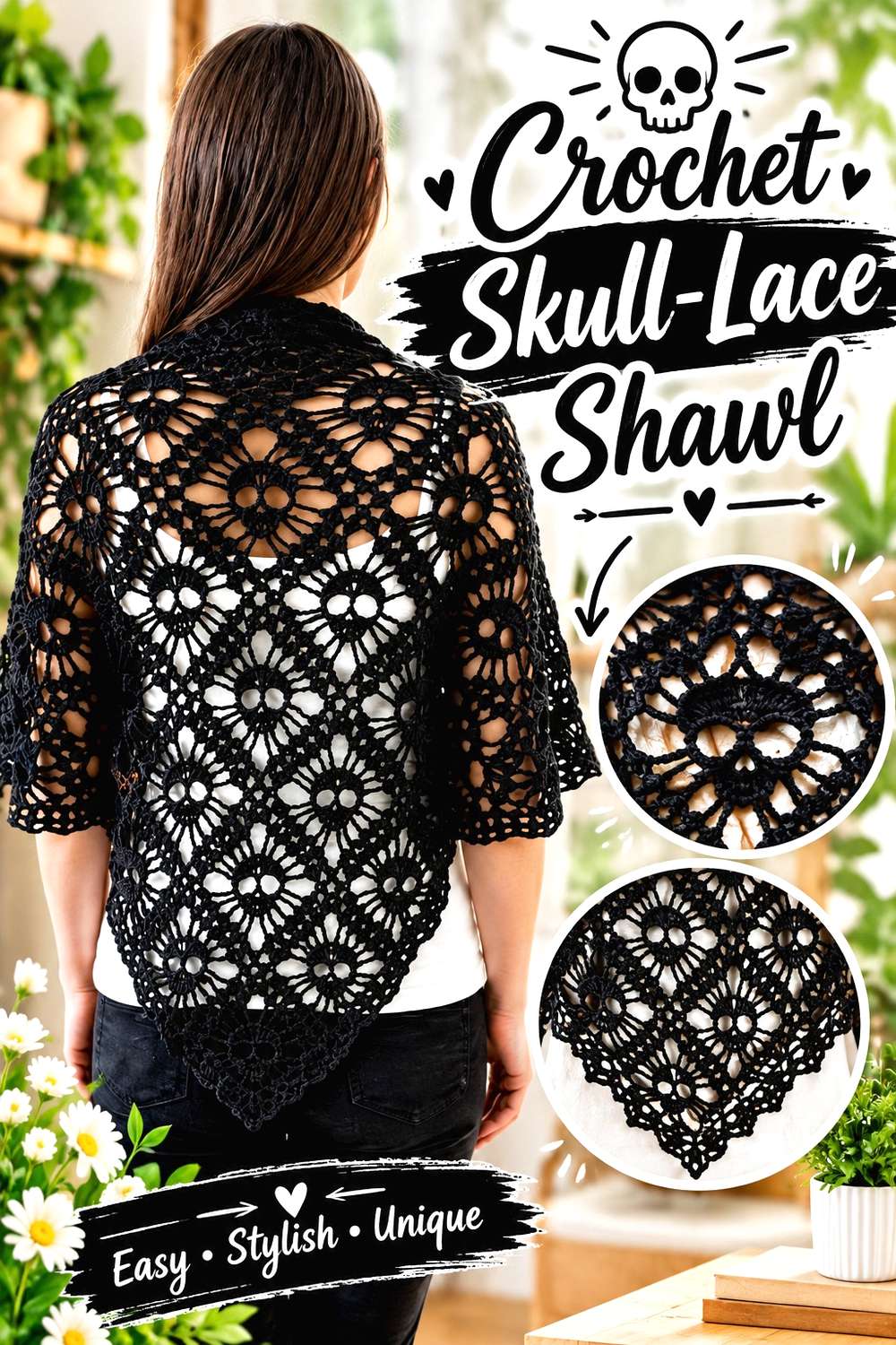 Crochet Skull-Lace Shawl