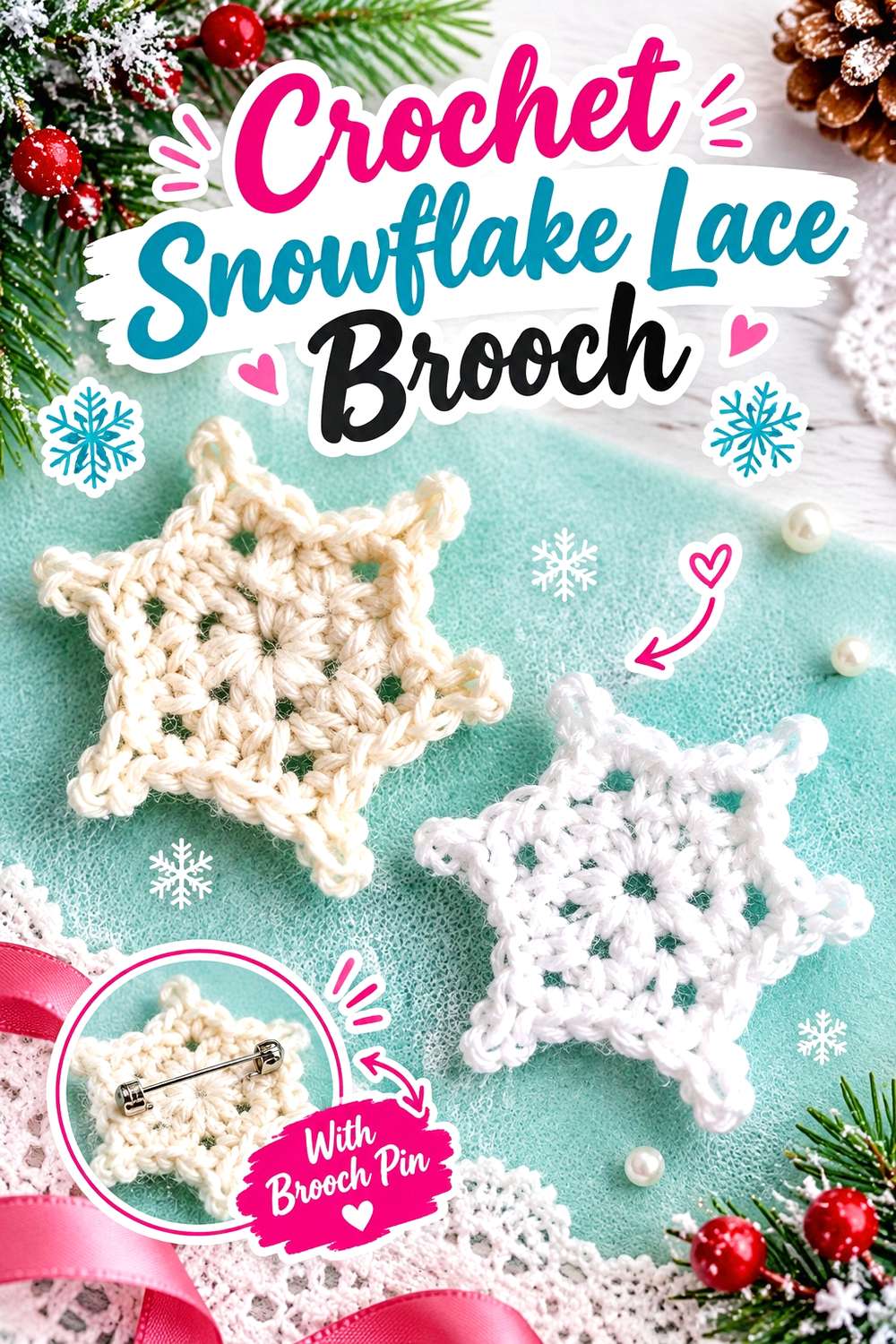 Crochet Snowflake Lace Brooch