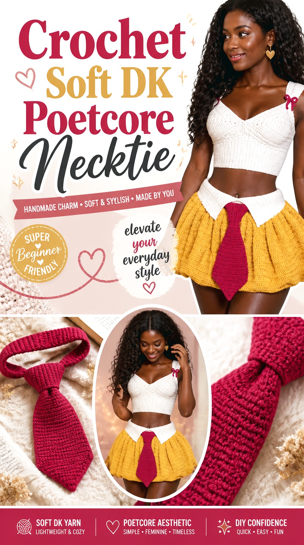 Crochet Soft DK Poetcore Necktie