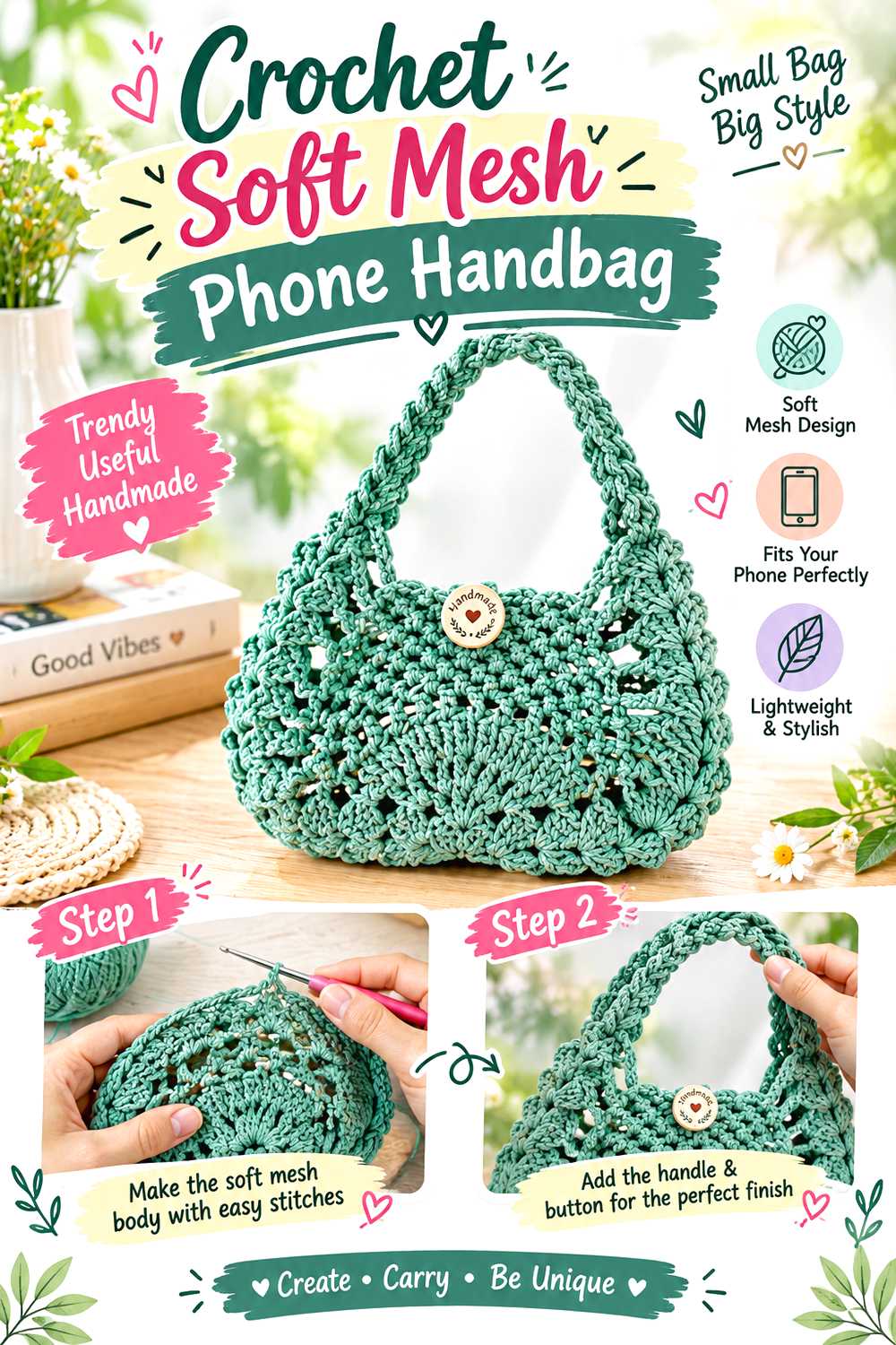 Crochet Soft Mesh Phone Handbag
