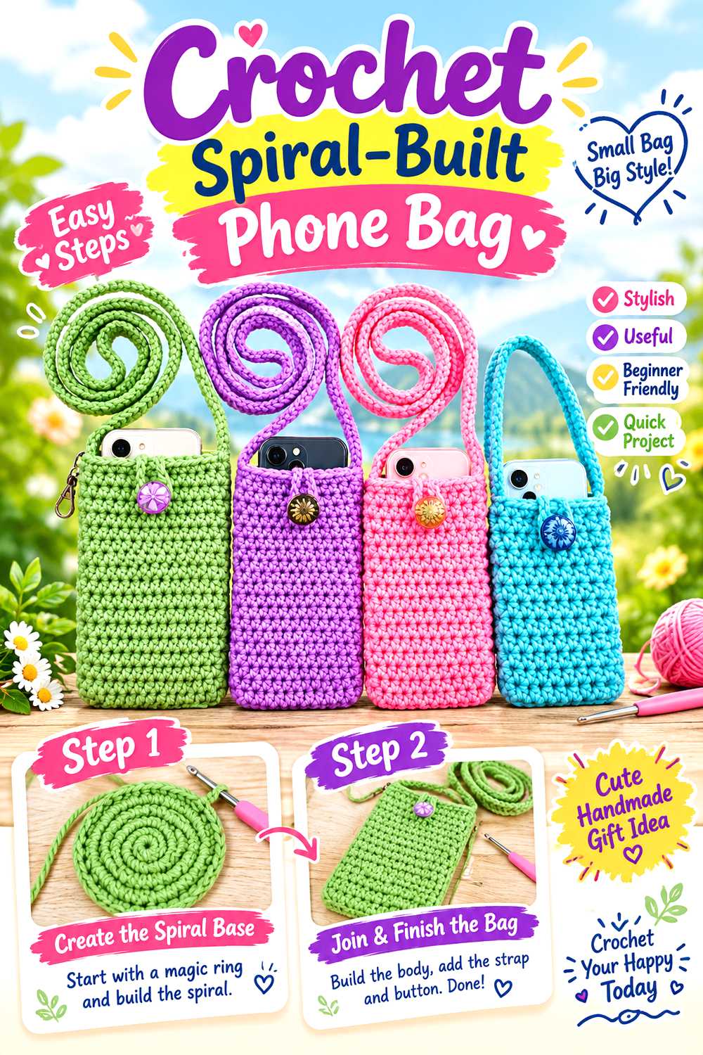 Crochet Spiral Built Phone Bag
