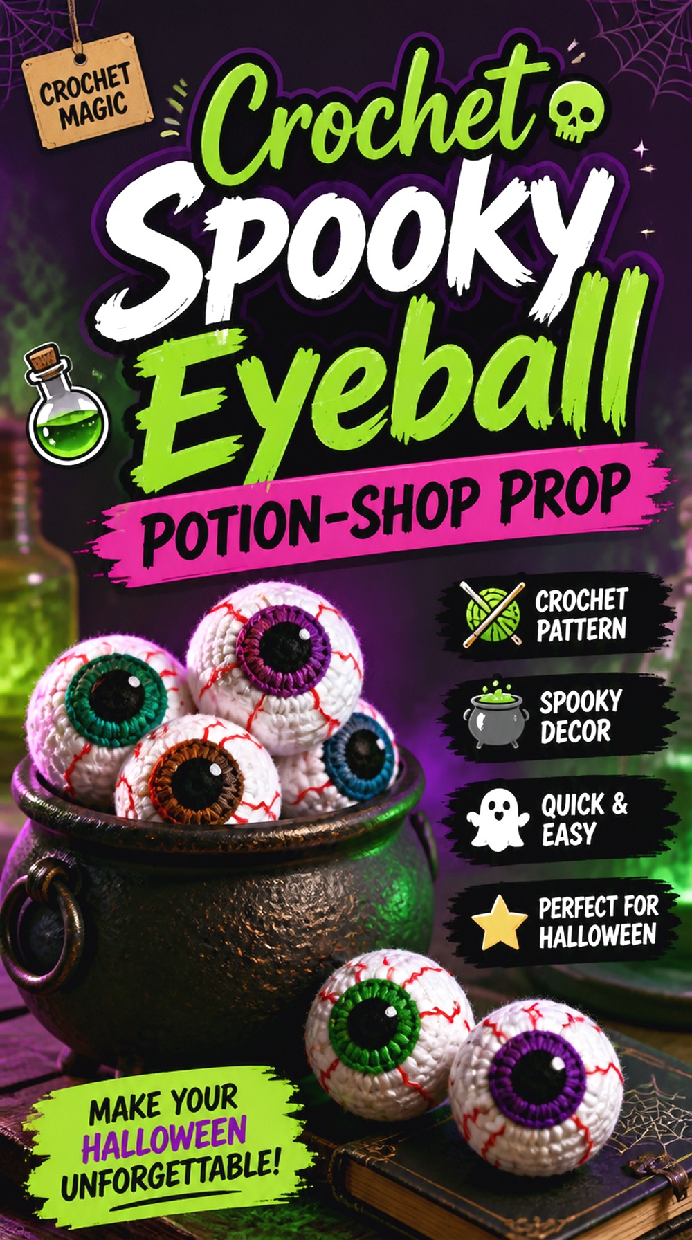 Crochet Spooky Eyeball Potion Shop Prop