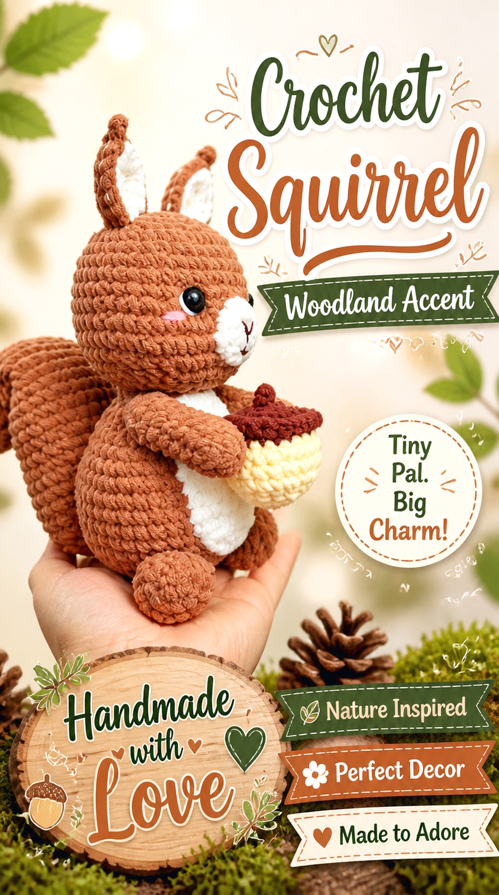 Crochet Squirrel Woodland Accent