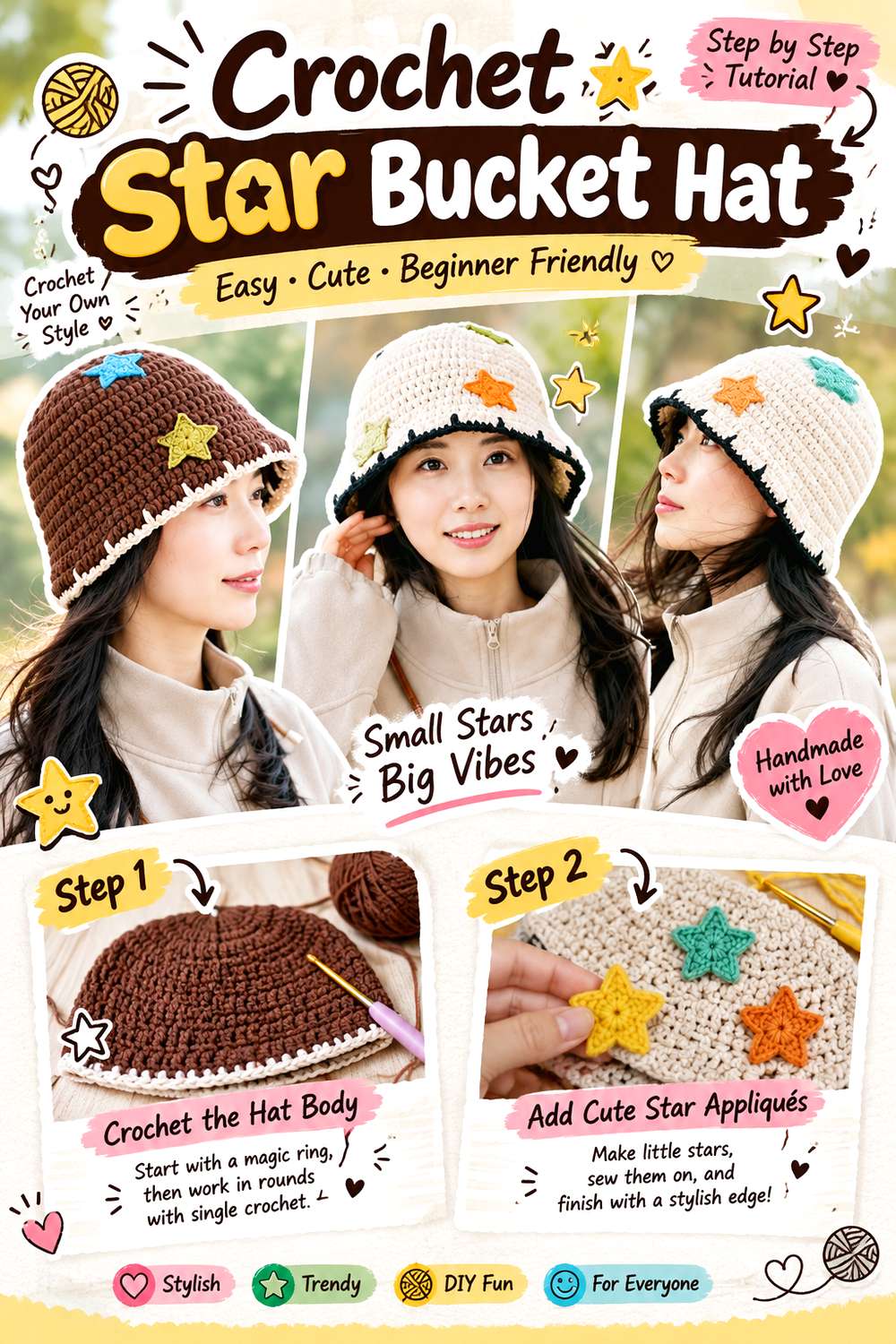 Crochet Star Bucket Hat