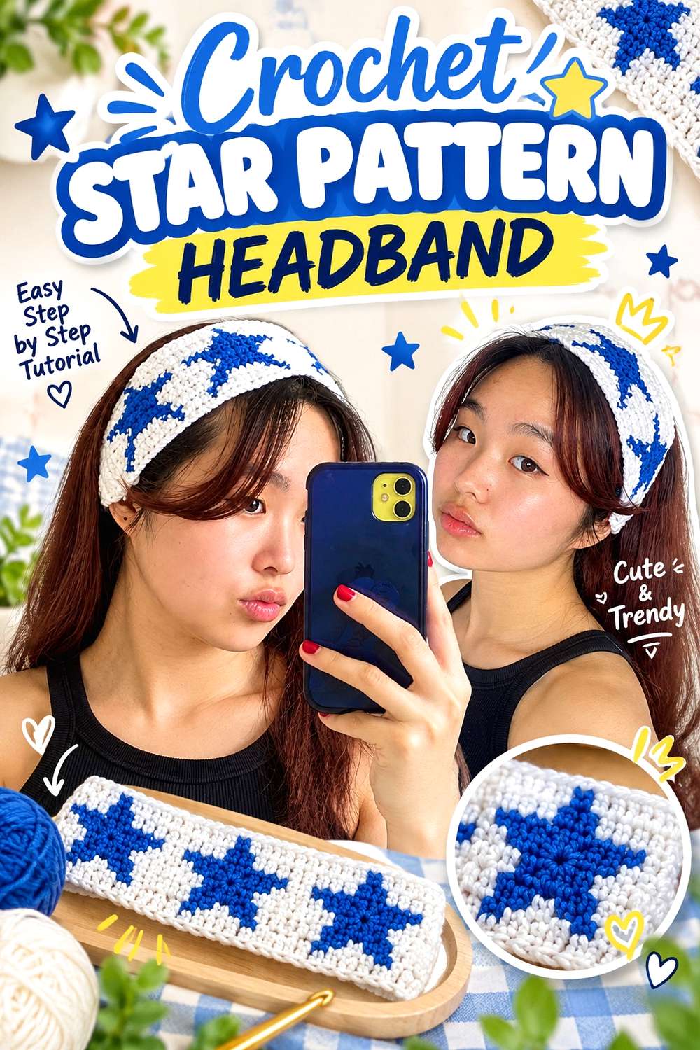 Crochet Star Pattern Headband