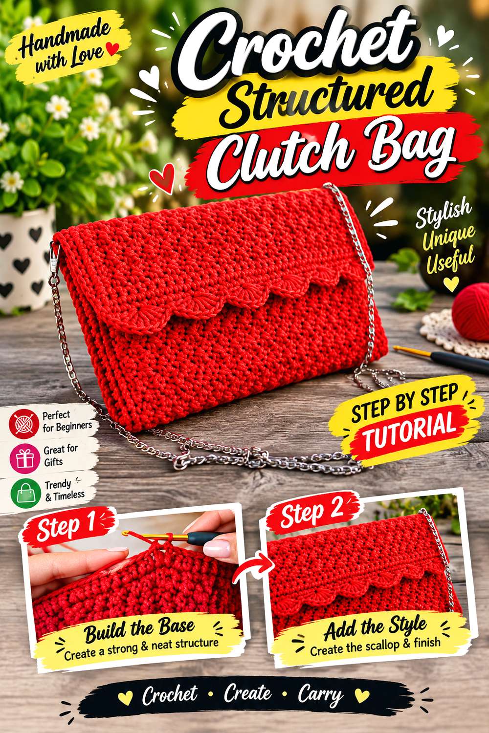 Crochet Structured Clutch Bag