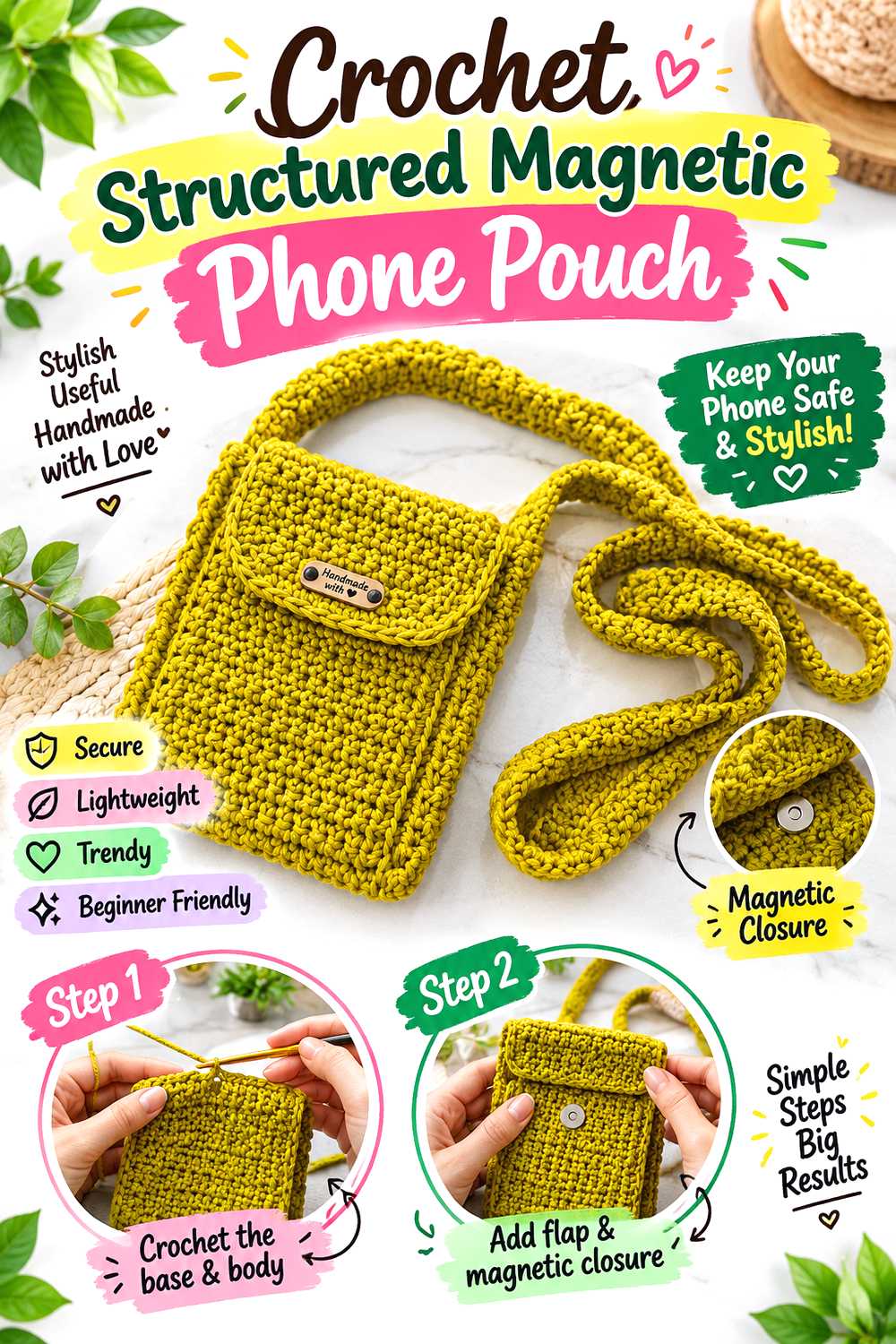 Crochet Structured Magnetic Phone Pouch