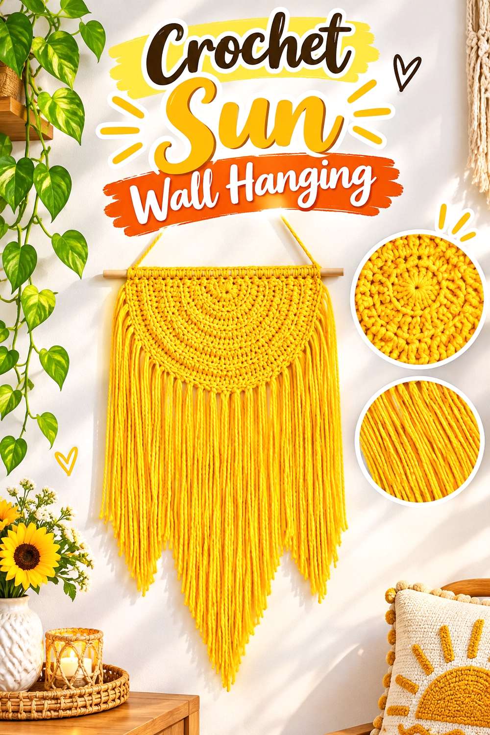 Crochet Sun Wall Hanging