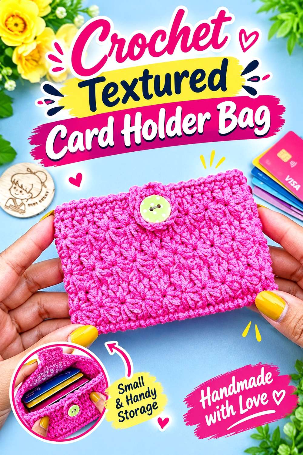 Crochet Textured Card Holder Bag
