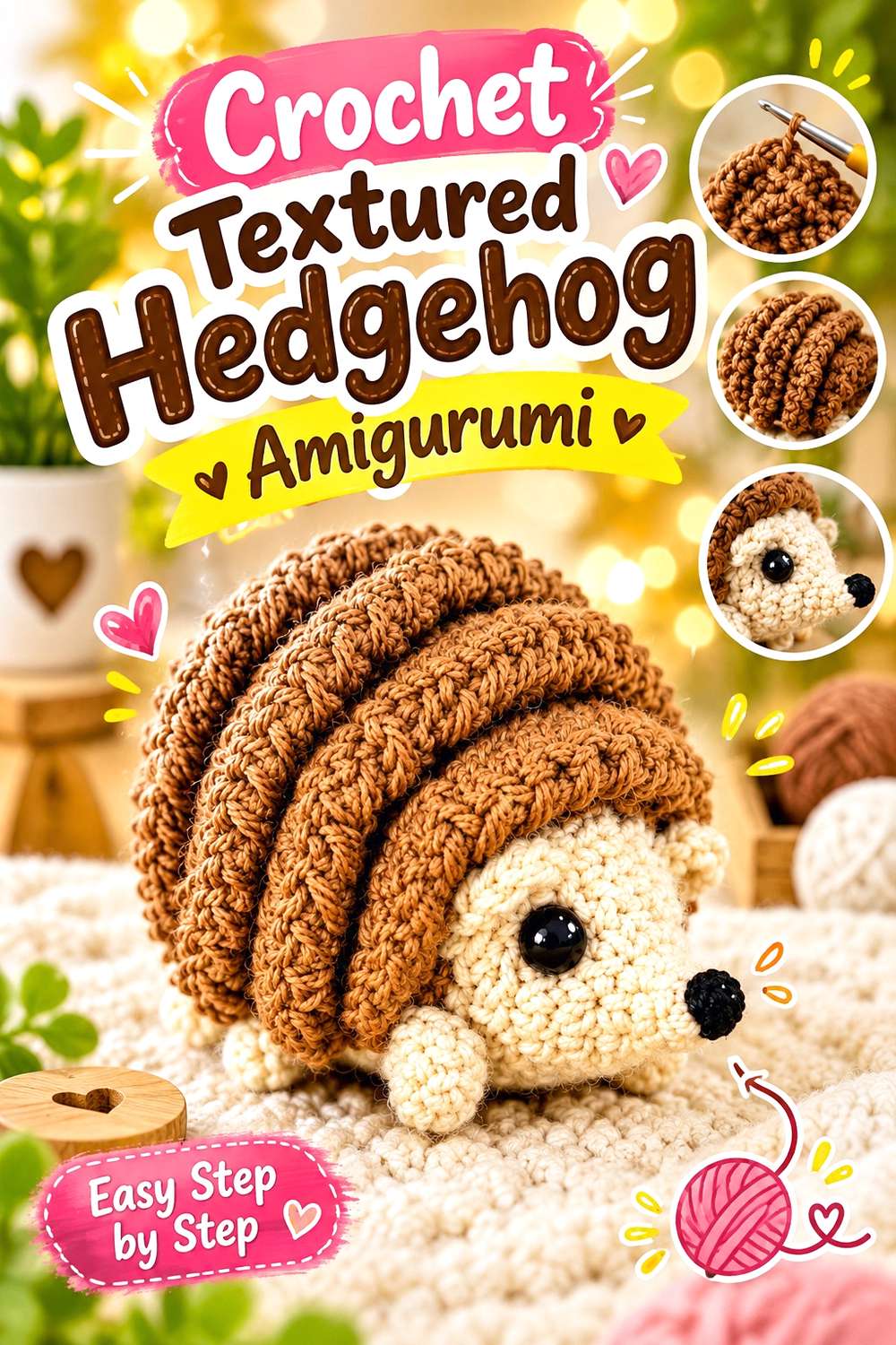 Crochet Textured Hedgehog Amigurumi