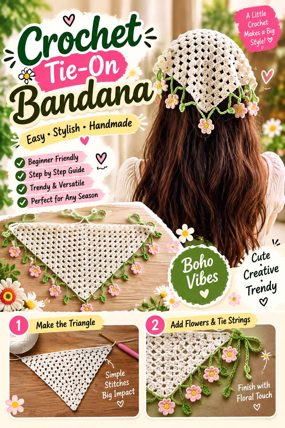 Crochet Tie-On Bandana