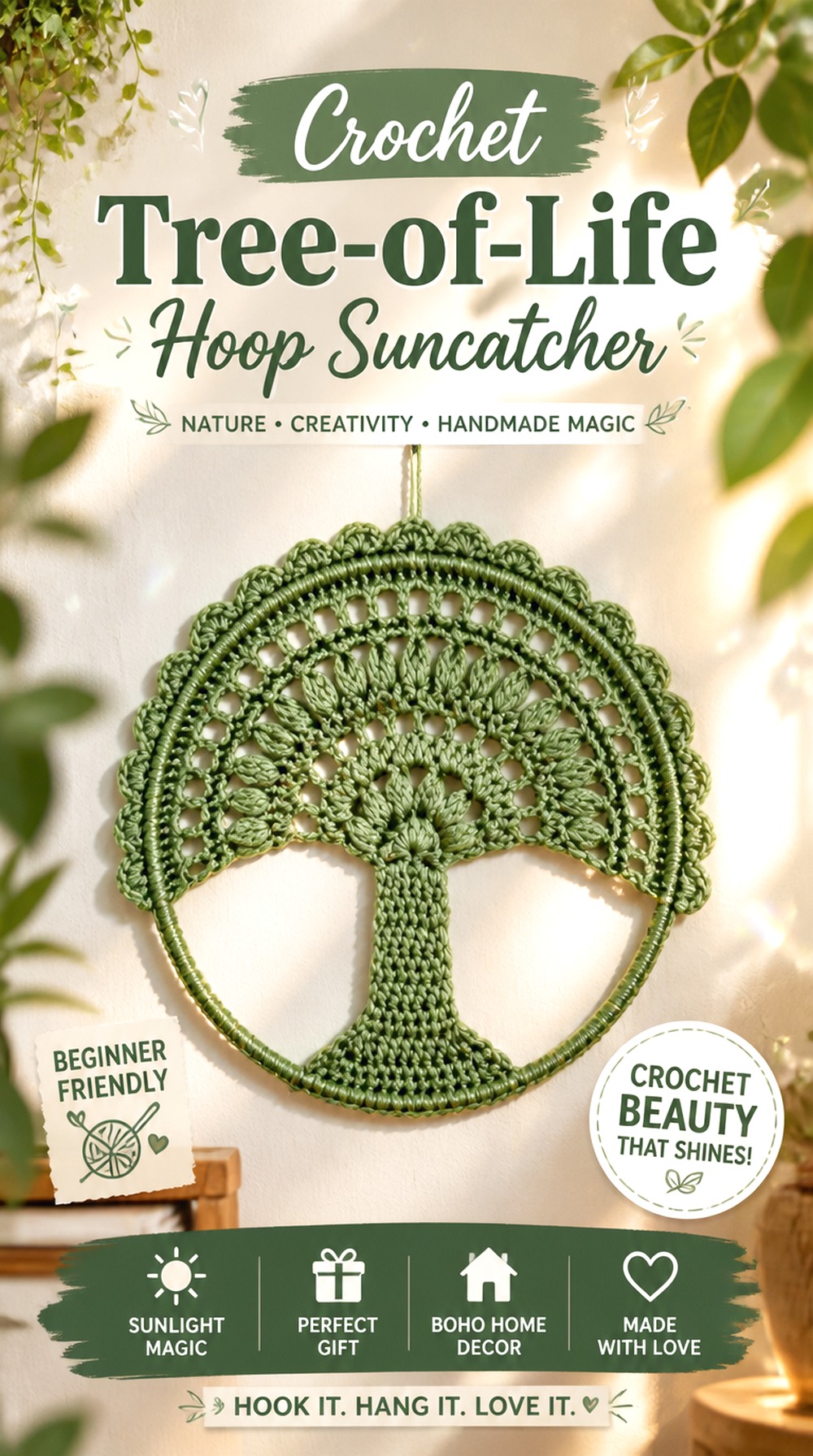 Crochet Tree of Life Hoop Suncatcher