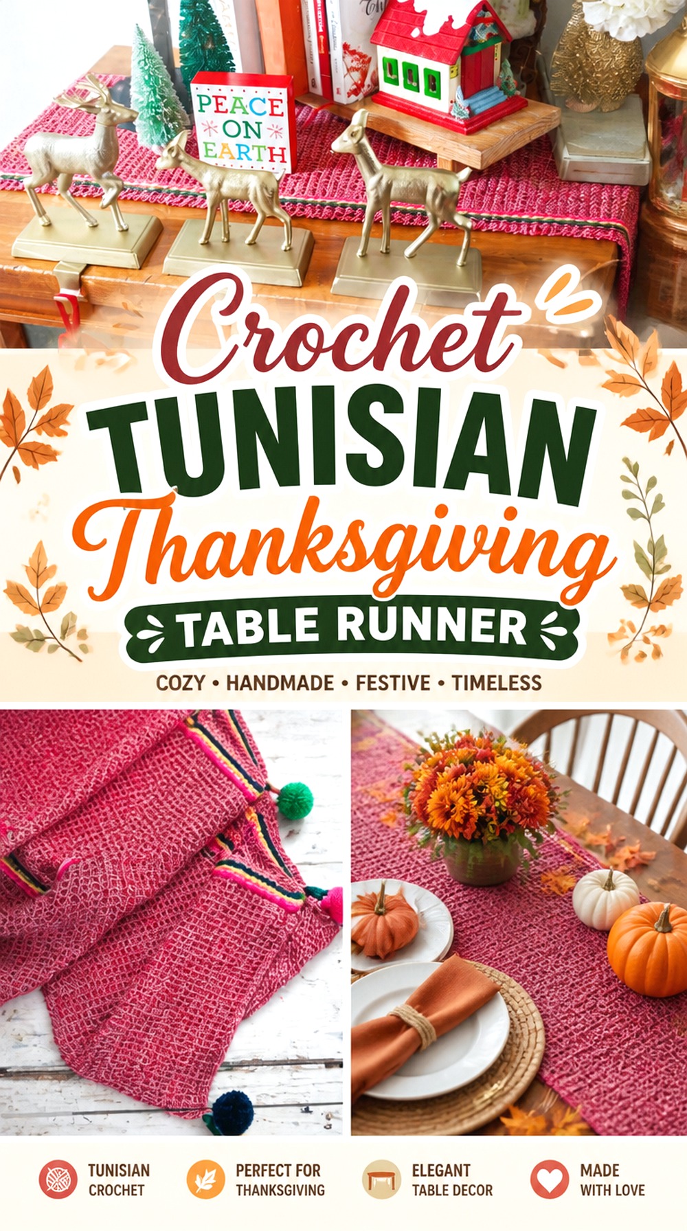 Crochet Tunisian Thanksgiving Table Runner