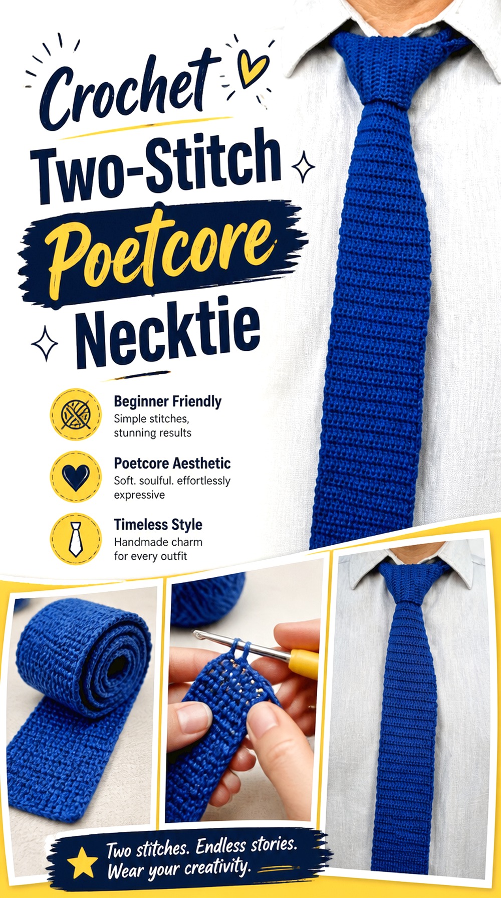Crochet Two Stitch Poetcore Necktie
