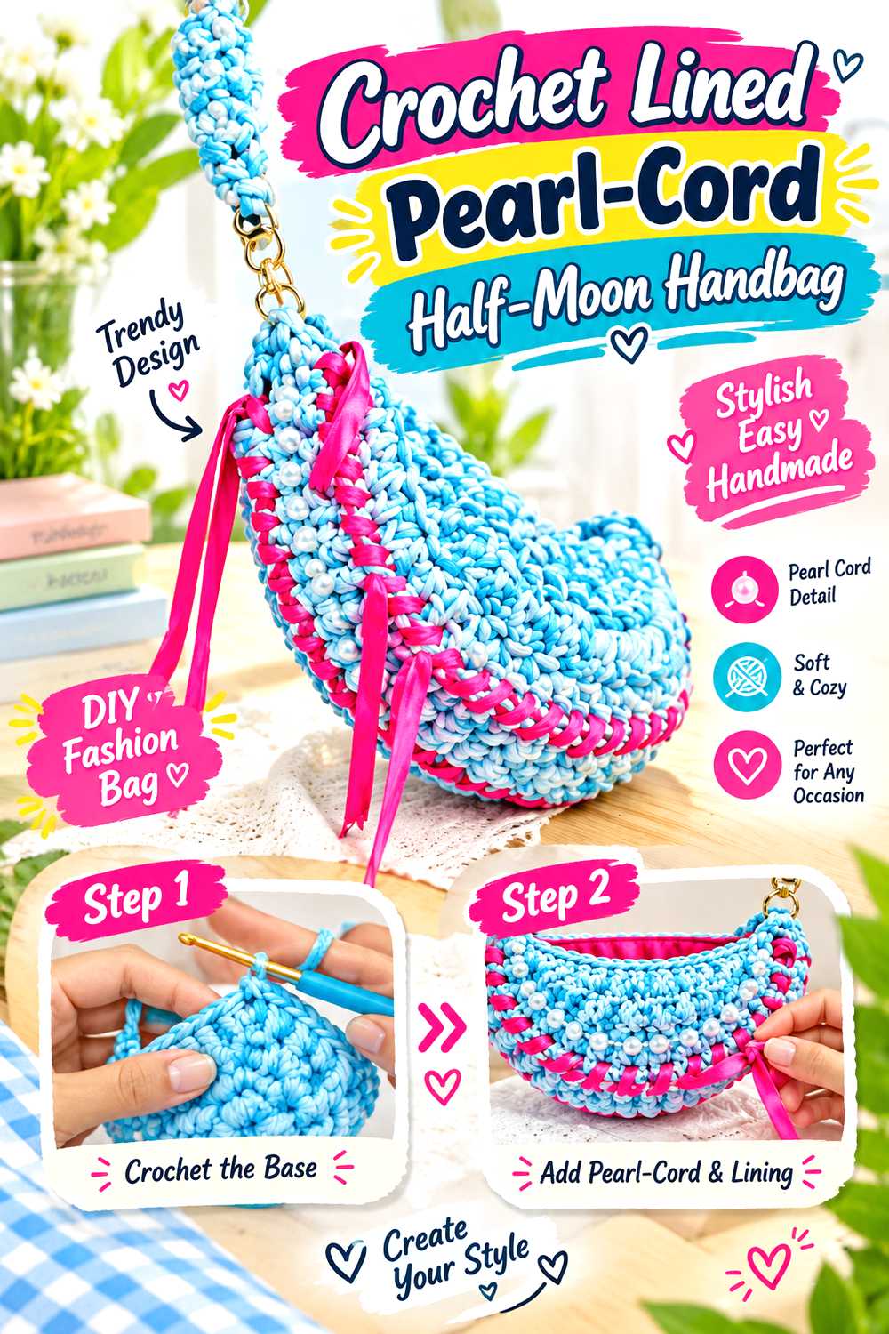 Crochet Two Tone Opal Seam Crescent Sling