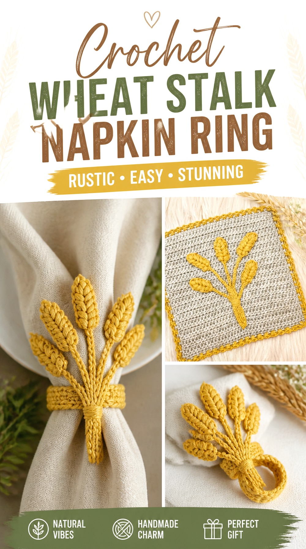 Crochet Wheat Stalk Napkin Ring