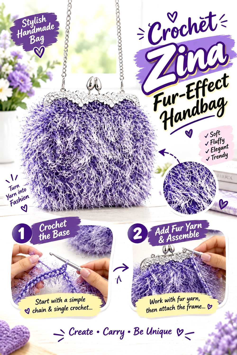 Crochet Zina Fur Effect Handbag