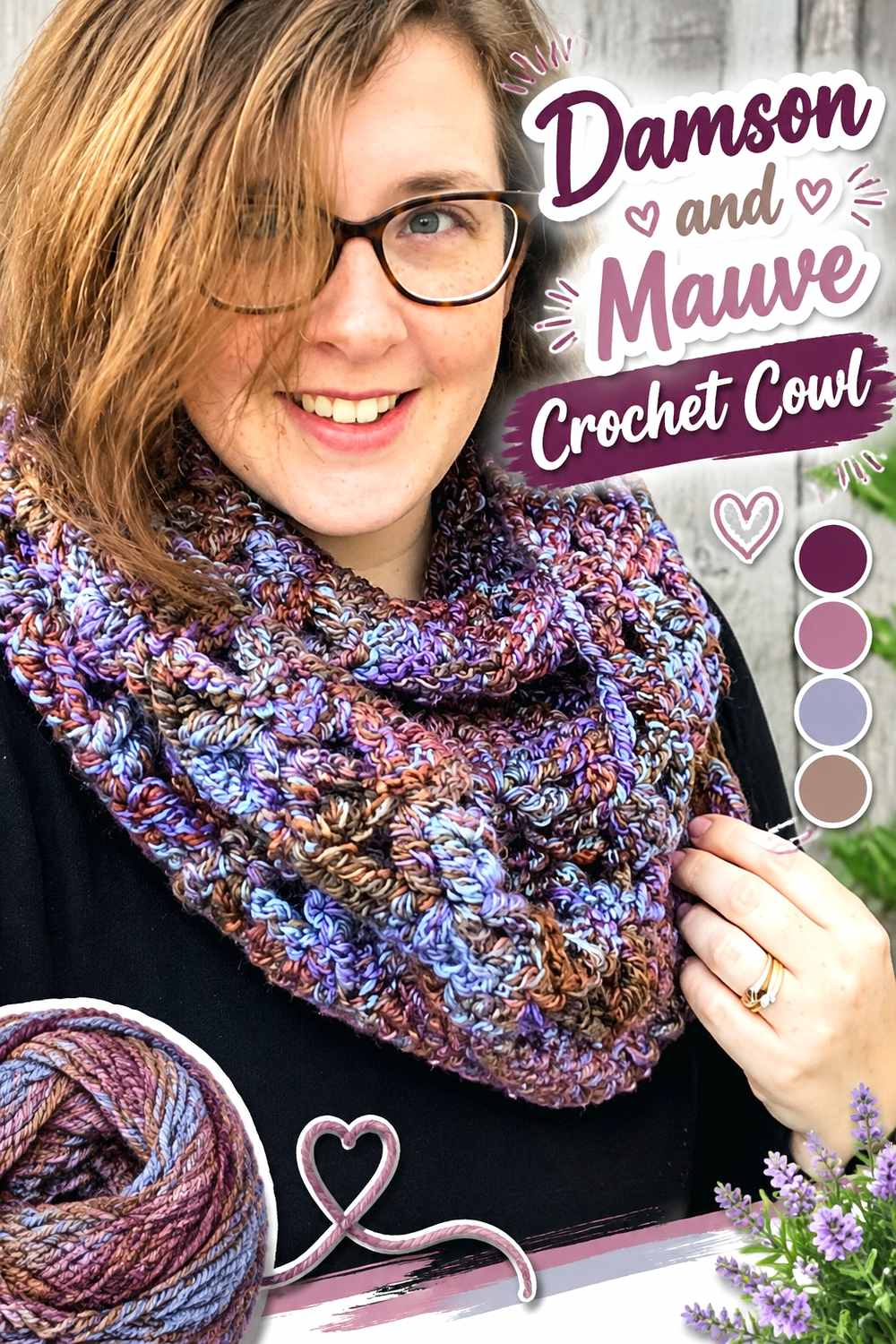 10. Damson And Mauve Crochet Cowl