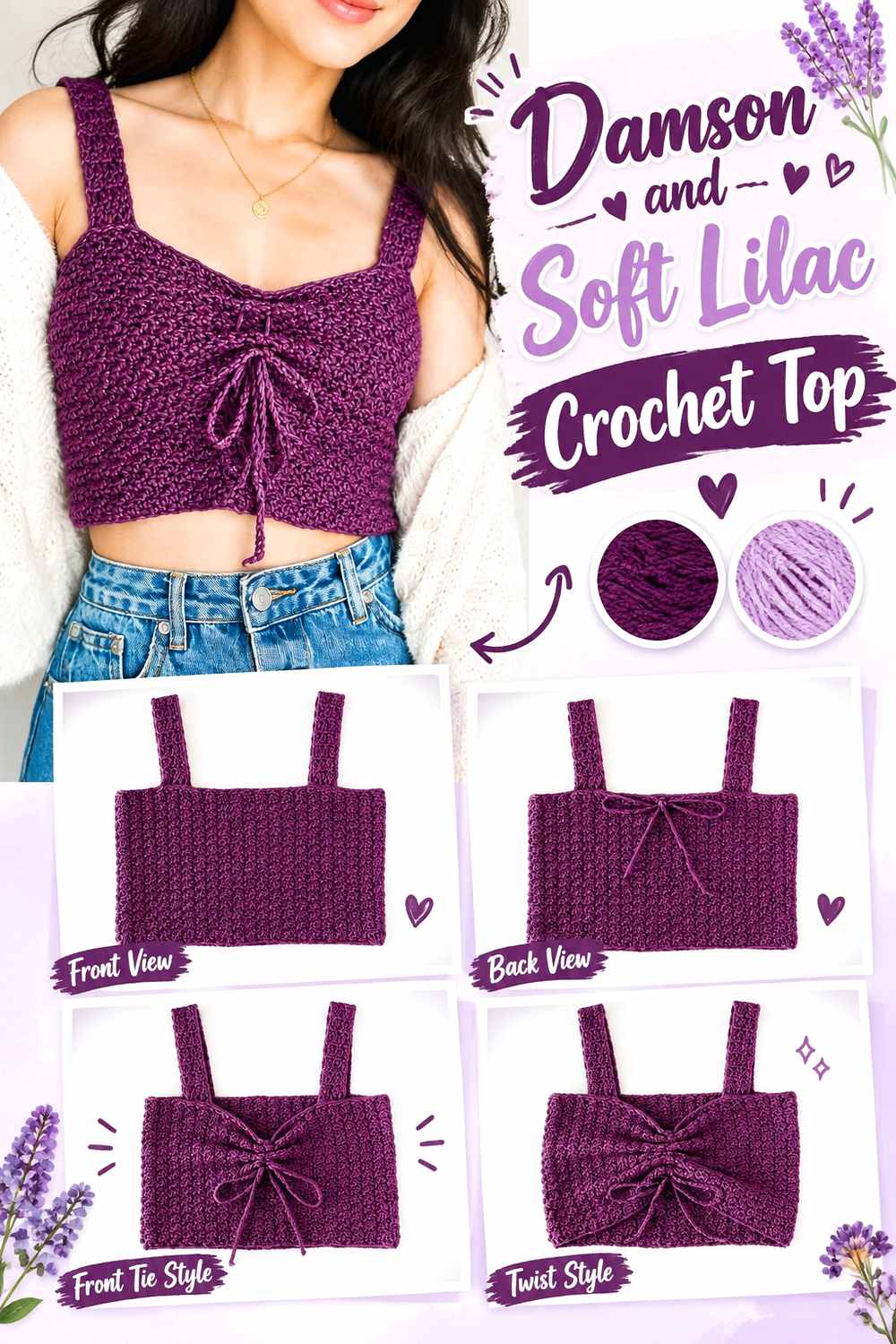 12. Damson And Soft Lilac Crochet Top