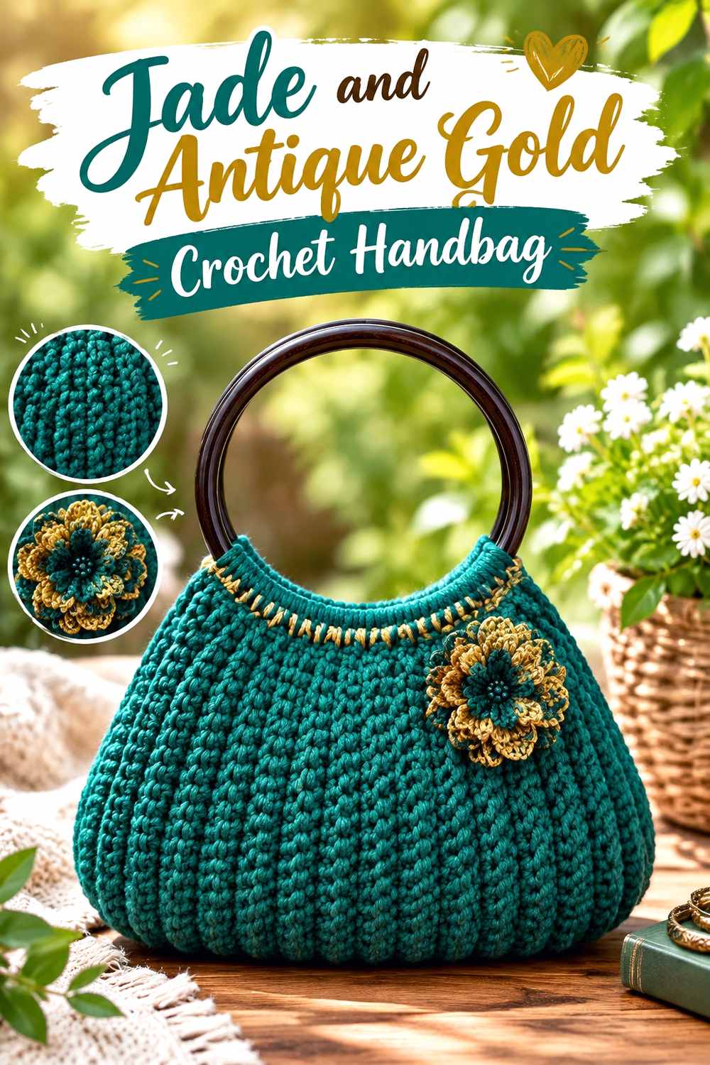 9. Jade And Antique Gold Crochet Handbag
