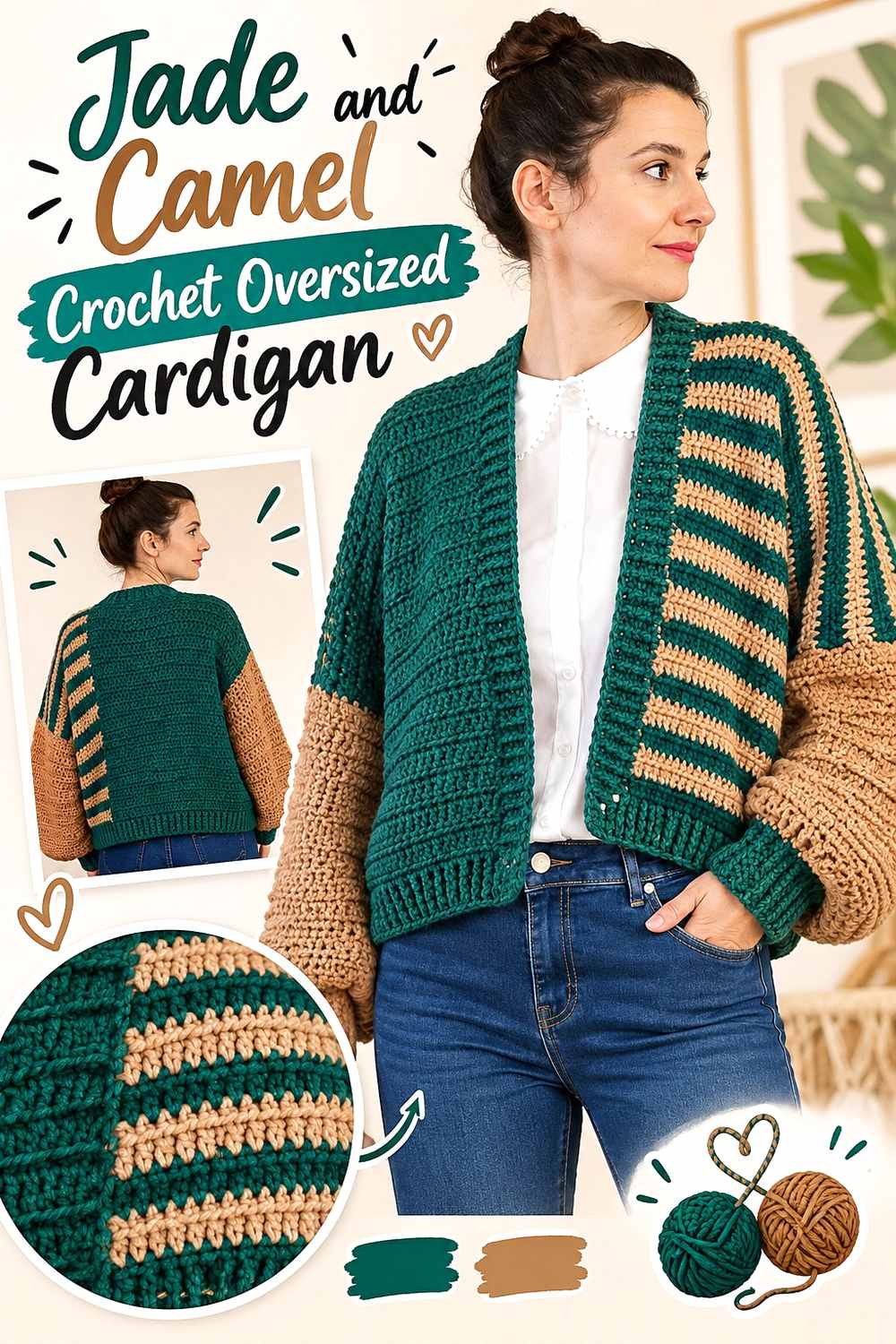 7. Jade And Camel Crochet Oversized Cardigan