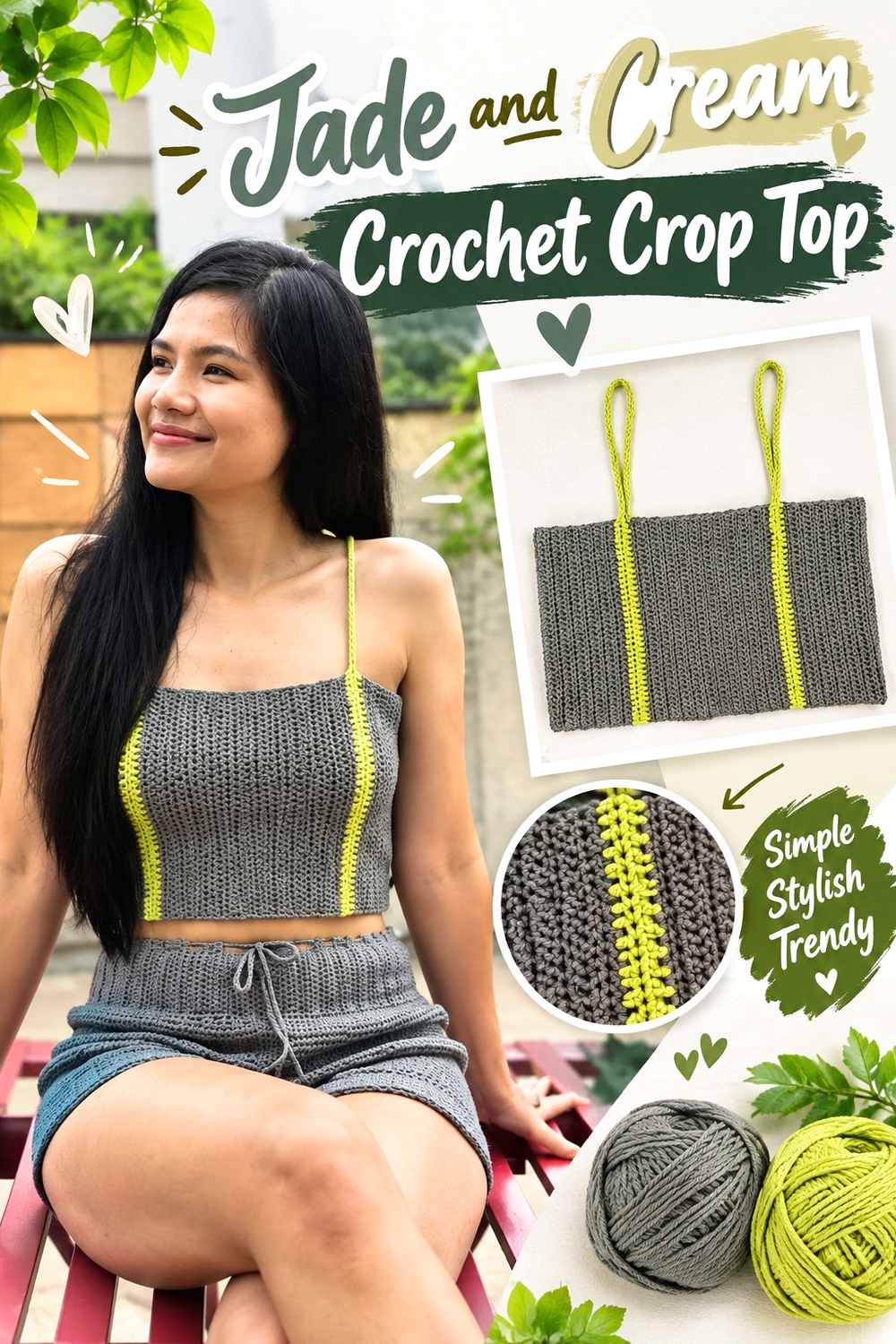 10. Jade And Cream Crochet Crop Top