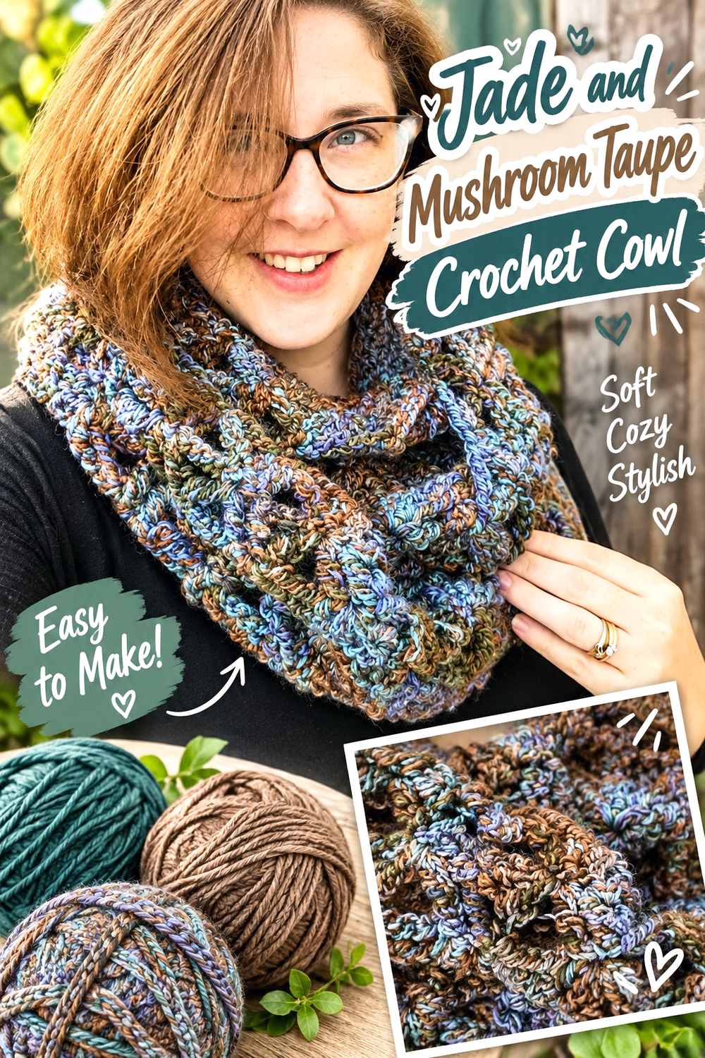 13. Jade And Mushroom Taupe Crochet Cowl