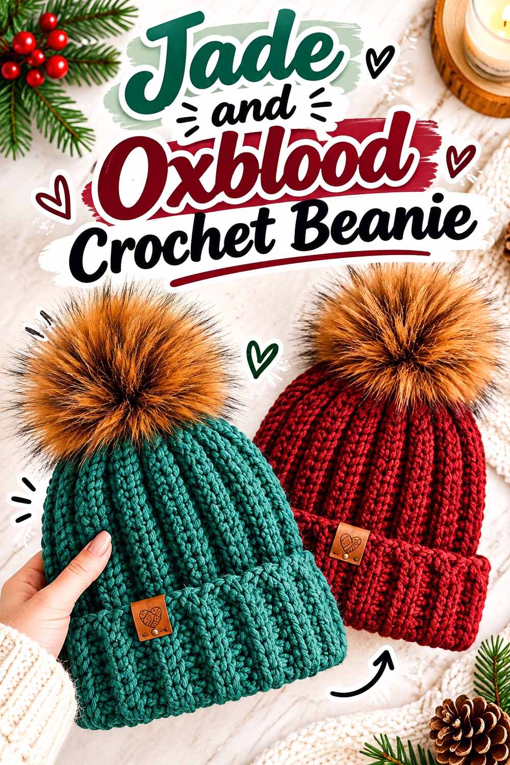 13. Jade And Oxblood Crochet Beanie