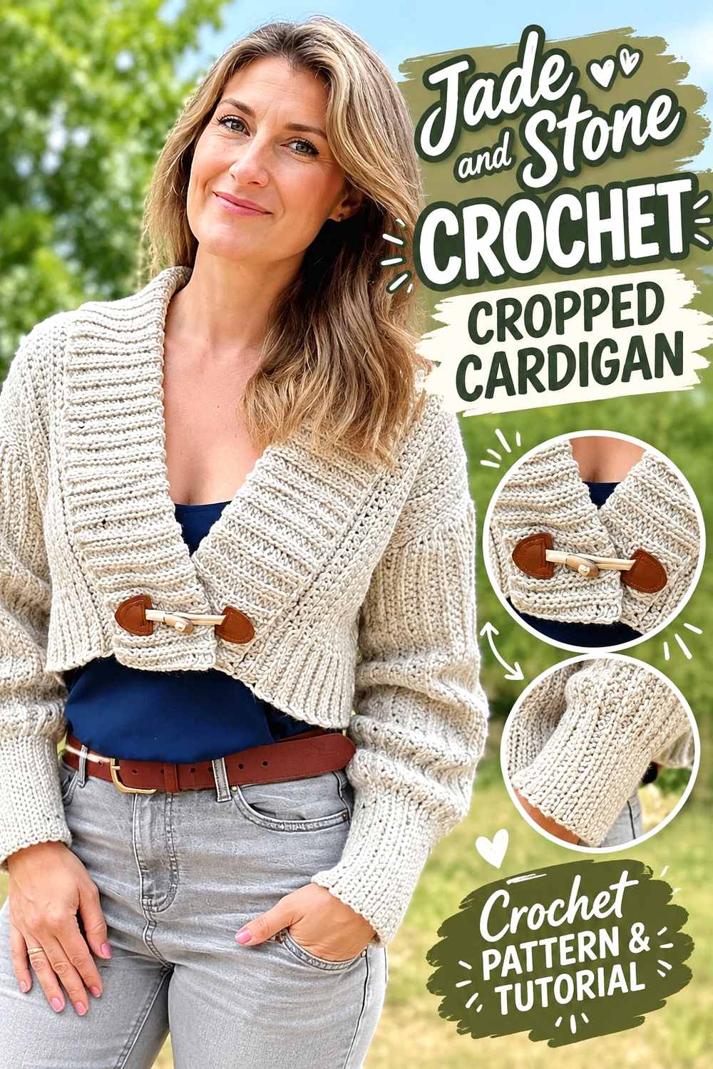 21. Jade And Stone Crochet Cropped Cardigan