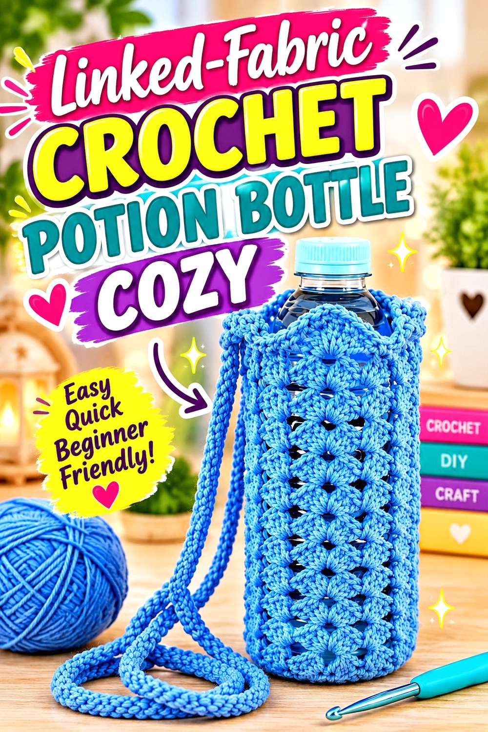 Textured-Column Crochet Potion Bottle Holder