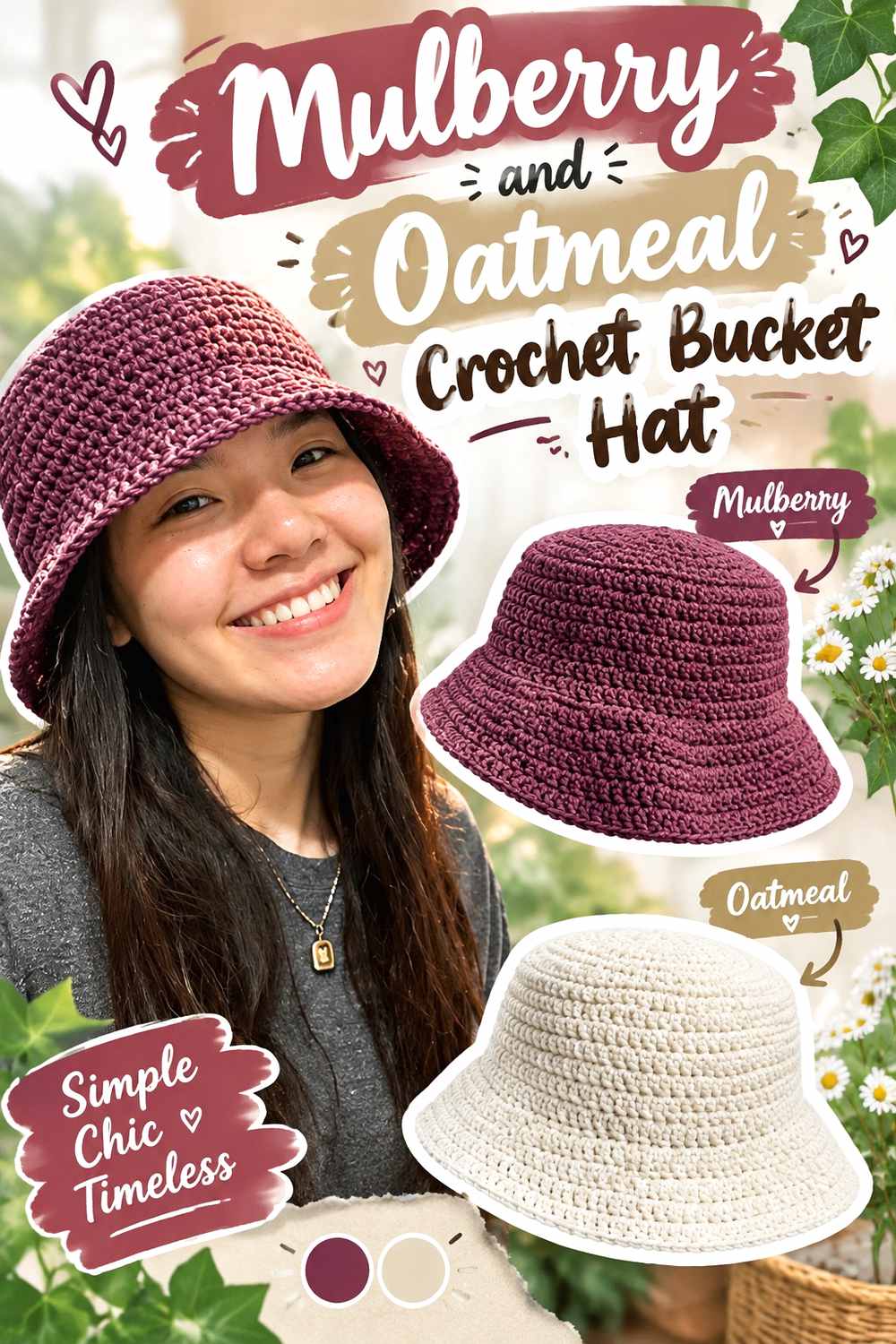 3. Mulberry And Oatmeal Crochet Bucket Hat