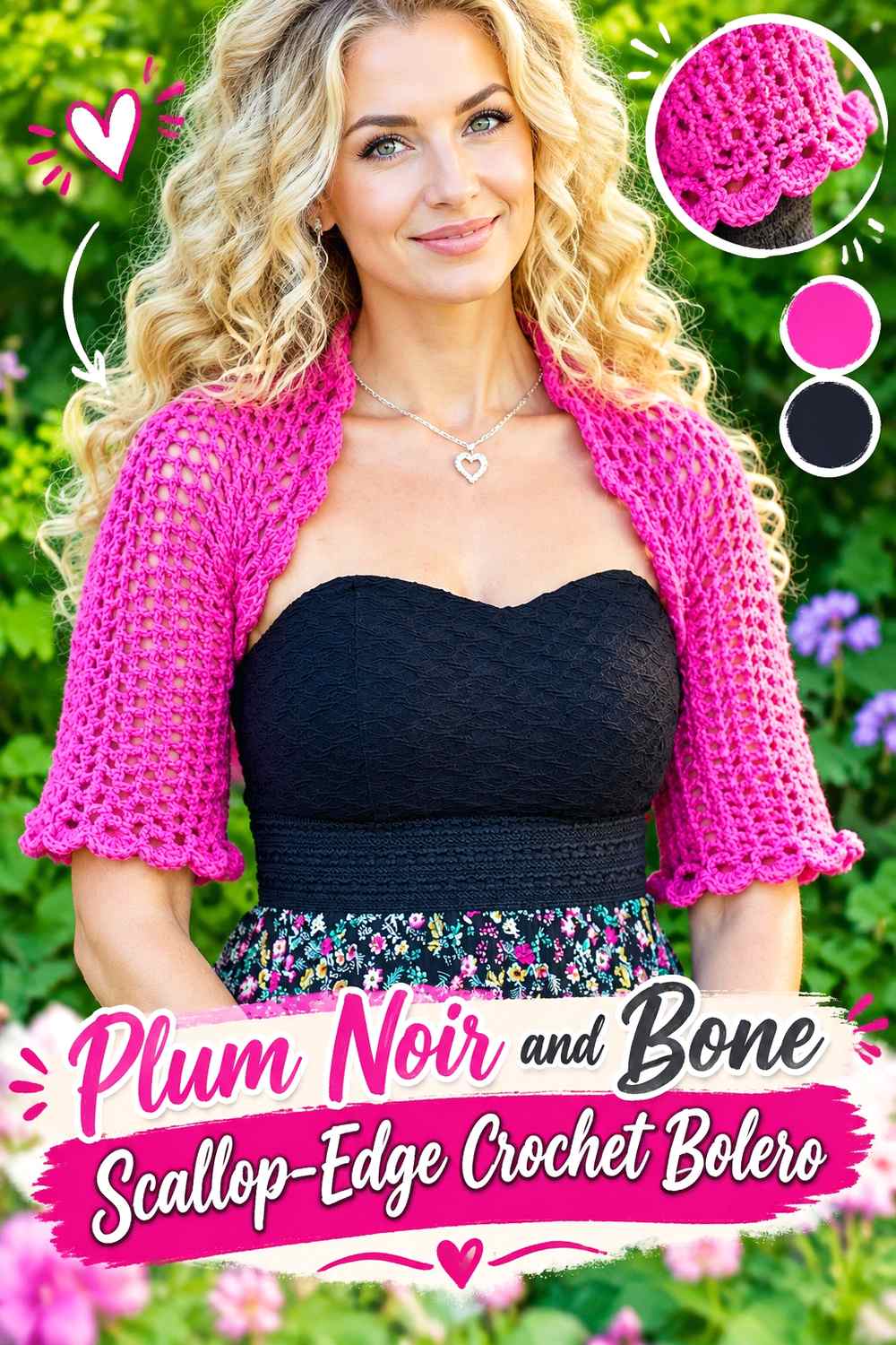 10. Plum Noir And Bone Scallop Edge Crochet Bolero