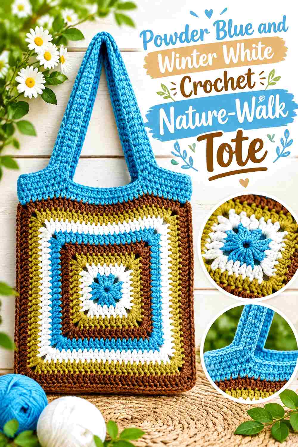 10. Powder Blue And Winter White Crochet Nature Walk Tote