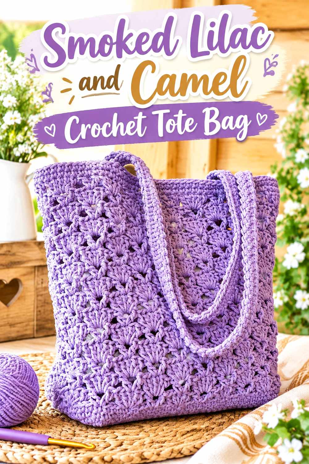 2. Smoked Lilac And Camel Crochet Tote Bag