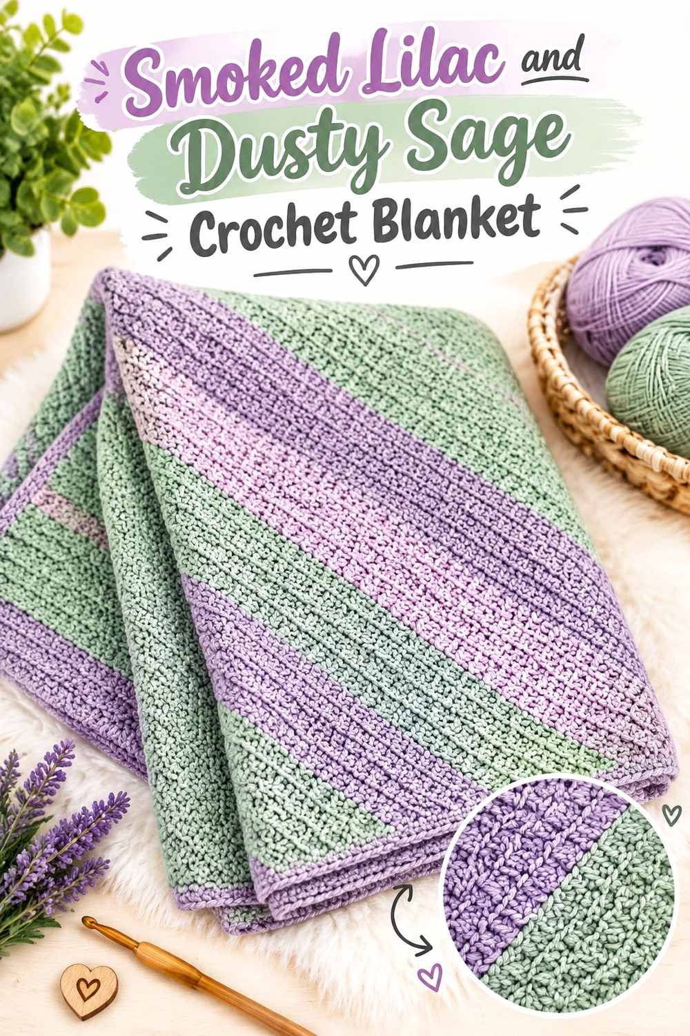 4. Smoked Lilac And Dusty Sage Crochet Blanket