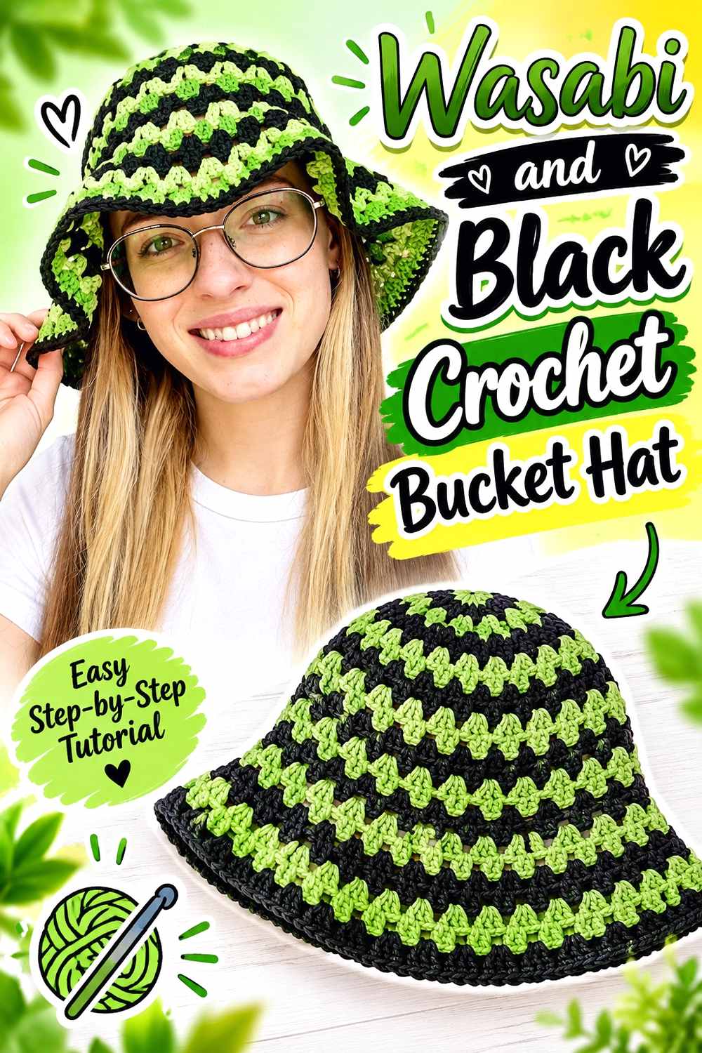 3. Wasabi And Black Crochet Bucket Hat