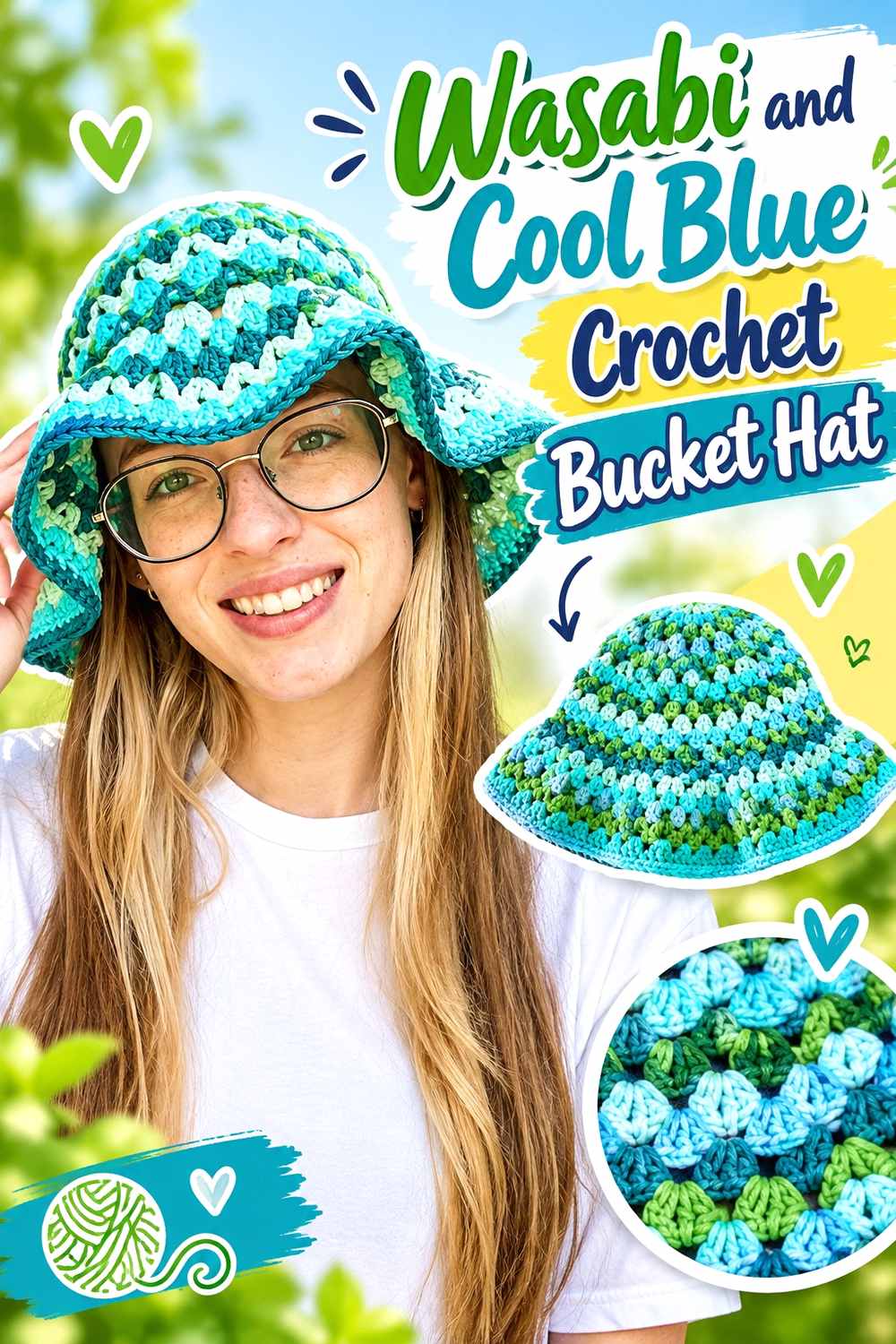 3. Wasabi And Cool Blue Crochet Bucket Hat