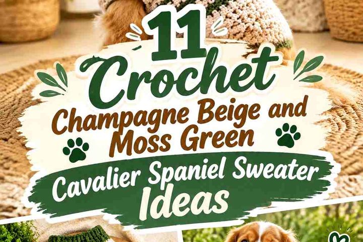Crochet Champagne Beige and Moss Green Cavalier Spaniel Sweater Ideas