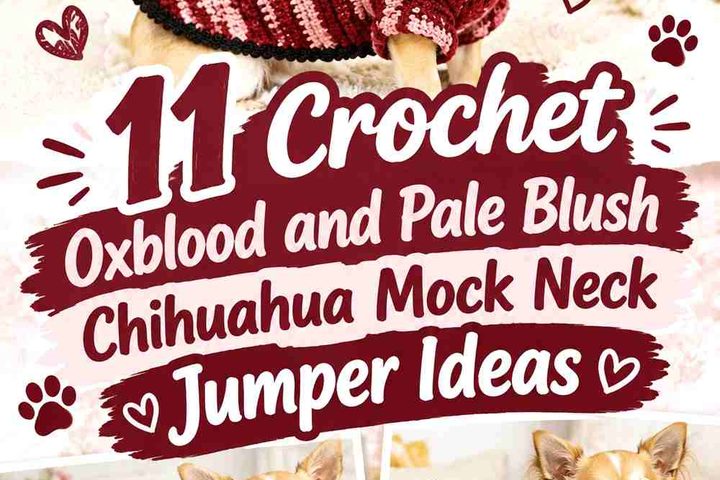 Crochet Oxblood and Pale Blush Chihuahua Mock Neck Jumper Ideas