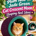Crochet Plum Noir and Jade Green Cat Crescent Moon Sleeping Nest Ideas