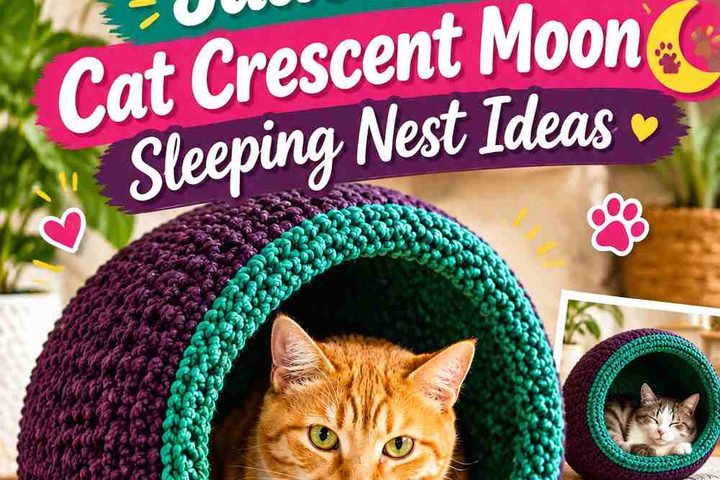 Crochet Plum Noir and Jade Green Cat Crescent Moon Sleeping Nest Ideas