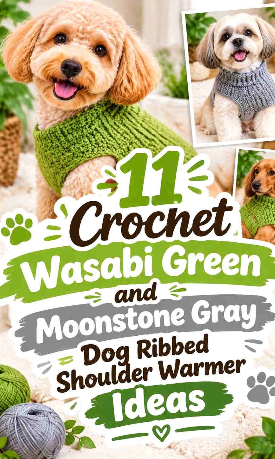 Crochet Wasabi Green and Moonstone Gray Dog Ribbed Shoulder Warmer Ideas