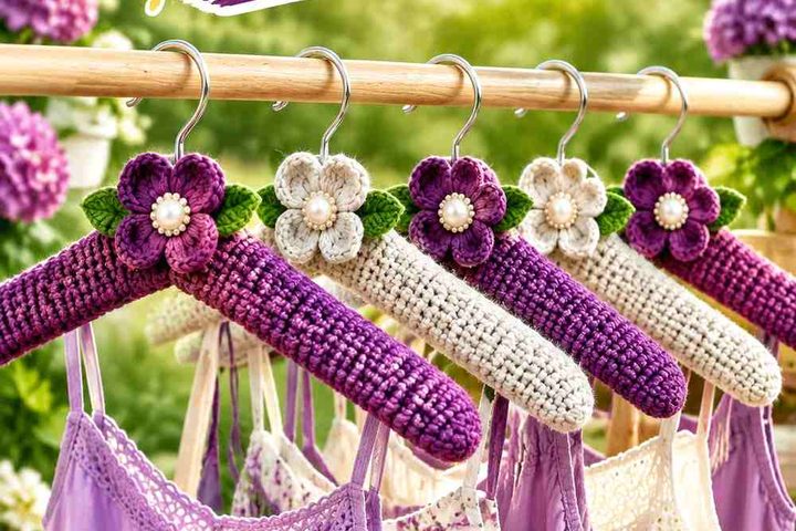 Fig Purple & Oyster Crochet Coat Hanger Cover Ideas