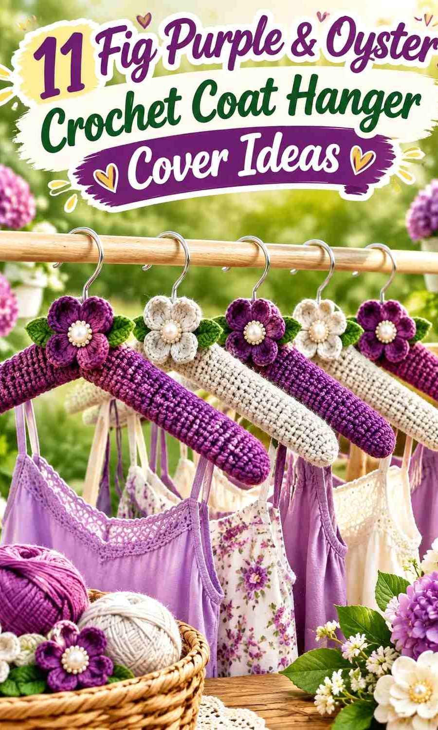 Fig Purple & Oyster Crochet Coat Hanger Cover Ideas
