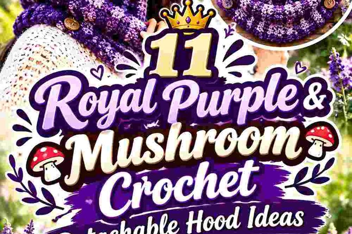 11 Royal Purple & Mushroom Crochet Detachable Hood Ideas