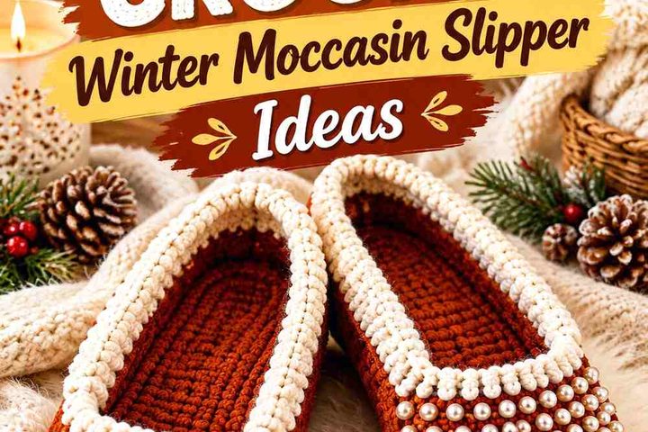 Burnt Sienna & Cream Crochet Winter Moccasin Slipper Ideas