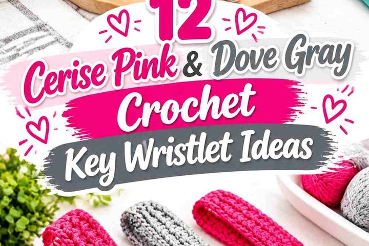 Cerise Pink & Dove Gray Crochet Key Wristlet Ideas