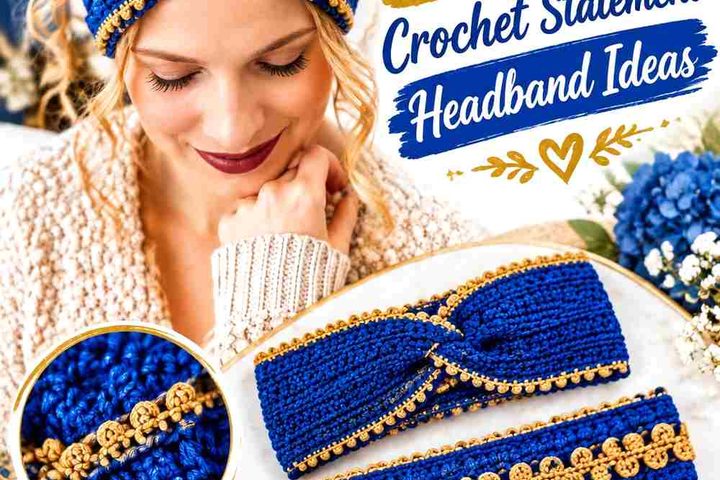 12 Cobalt Blue & Antique Gold Crochet Statement Headband Ideas