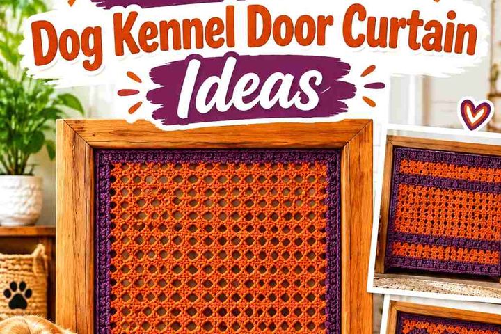 Crochet Burnt Orange and Soft Plum Dog Kennel Door Curtain Ideas