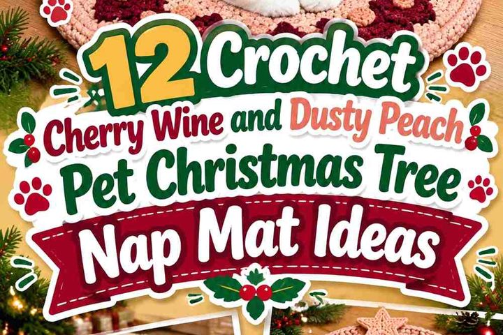 Crochet Cherry Wine and Dusty Peach Pet Christmas Tree Nap Mat Ideas